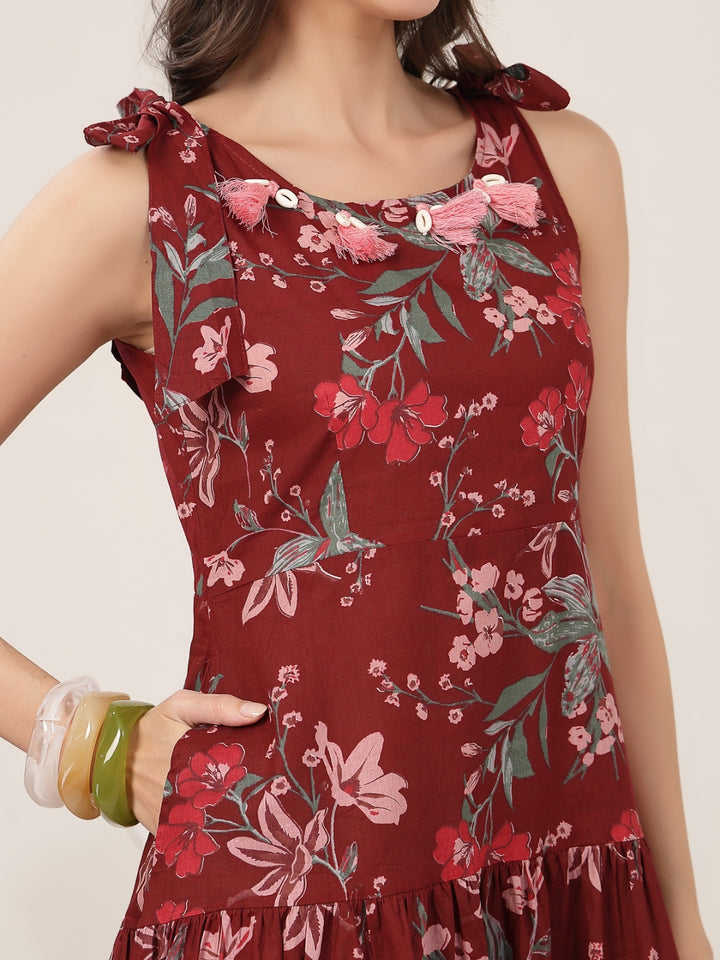 Flared Cotton Printed Dress