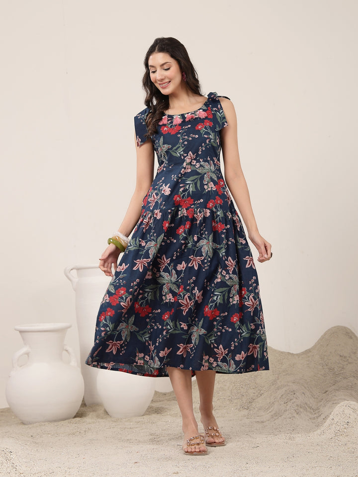 Flared Cotton Printed Dress