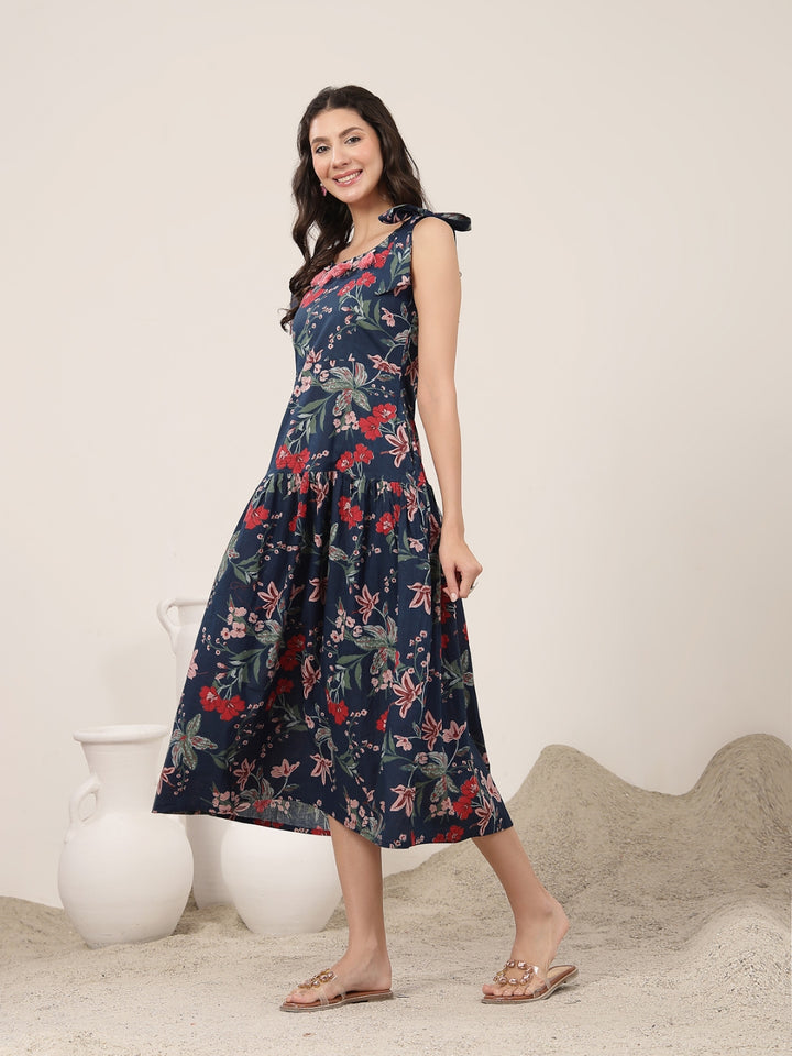 Flared Cotton Printed Dress