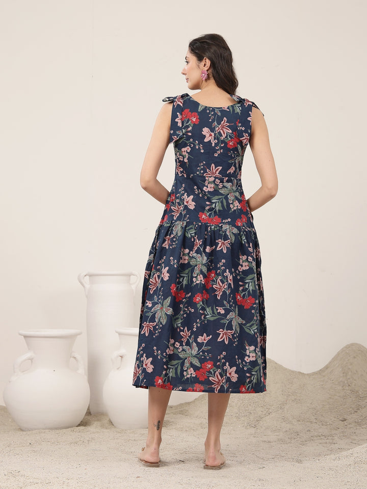 Flared Cotton Printed Dress