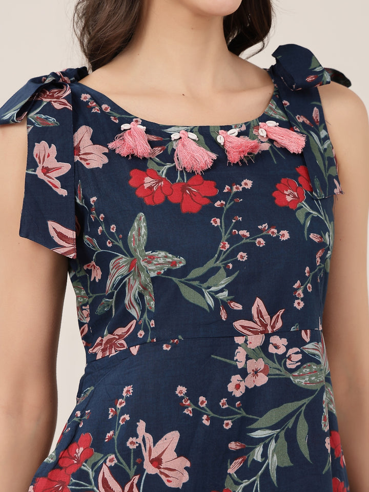 Flared Cotton Printed Dress