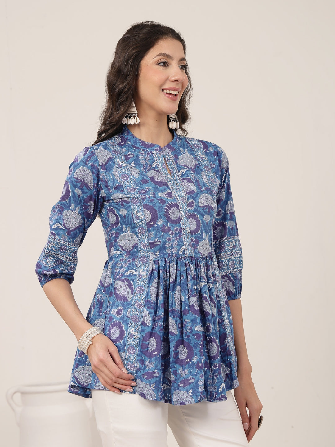 Flared Cotton Printed Top
