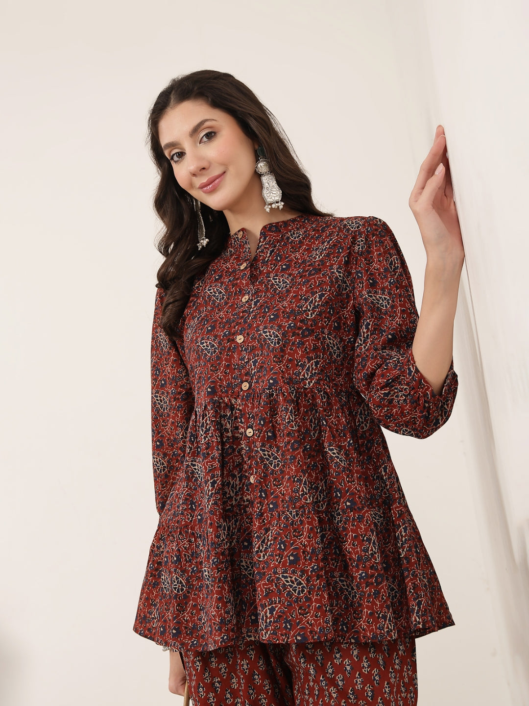Flared Cotton Printed Kurta Set