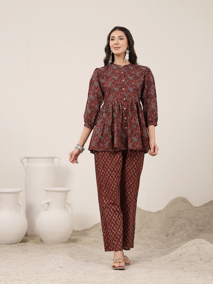 Flared Cotton Printed Kurta Set