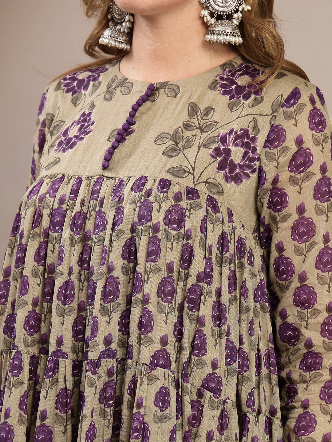 Anarkali Malmal Printed Kurta Set With Dupatta