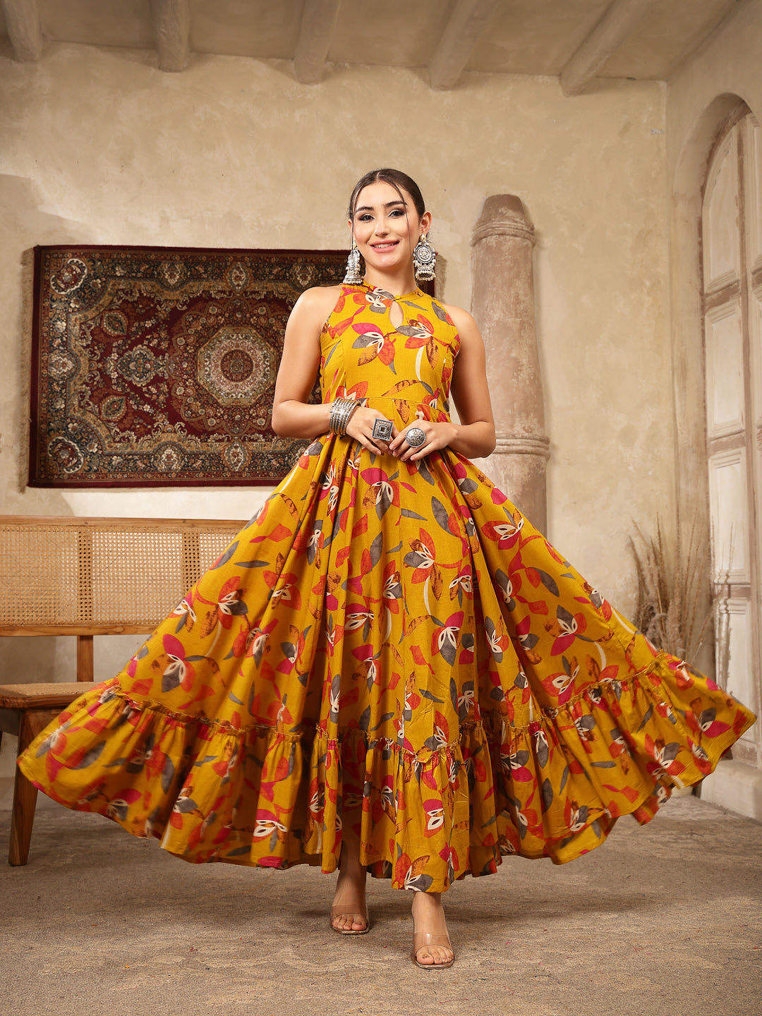 Cotton Printed Flared Kurta