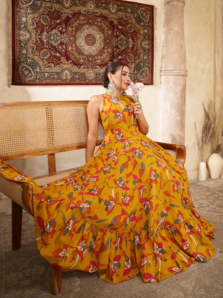 Cotton Printed Flared Kurta