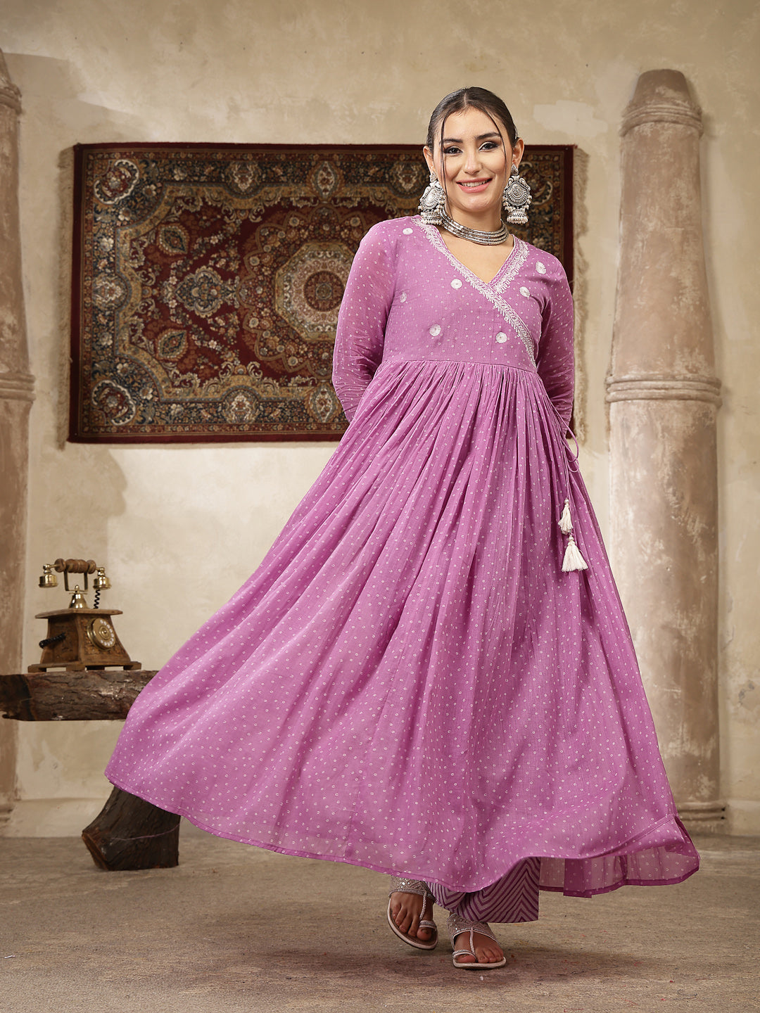 Cotton Printed Flared Kurta Set With Dupatta