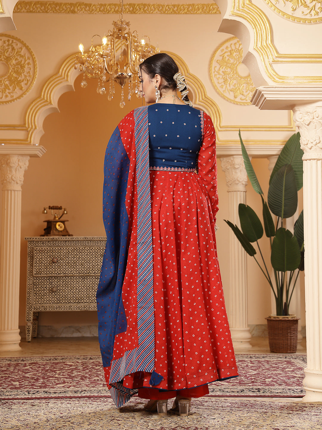 Cotton Printed Anarkali Kurta Set With Dupatta