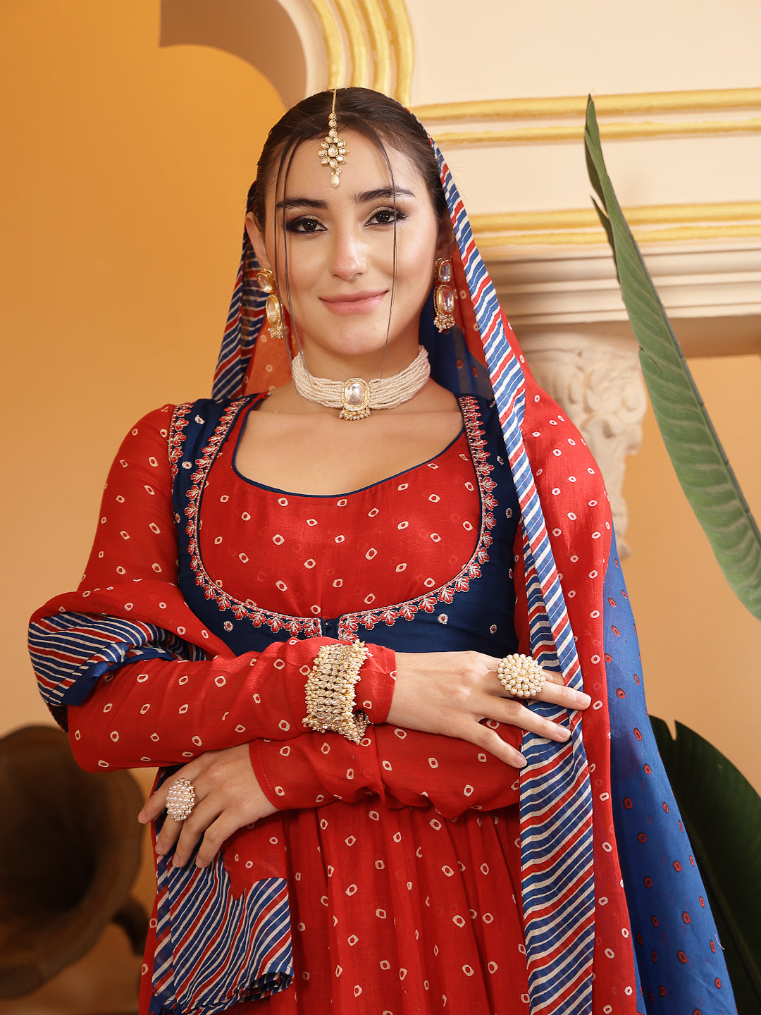Cotton Printed Anarkali Kurta Set With Dupatta