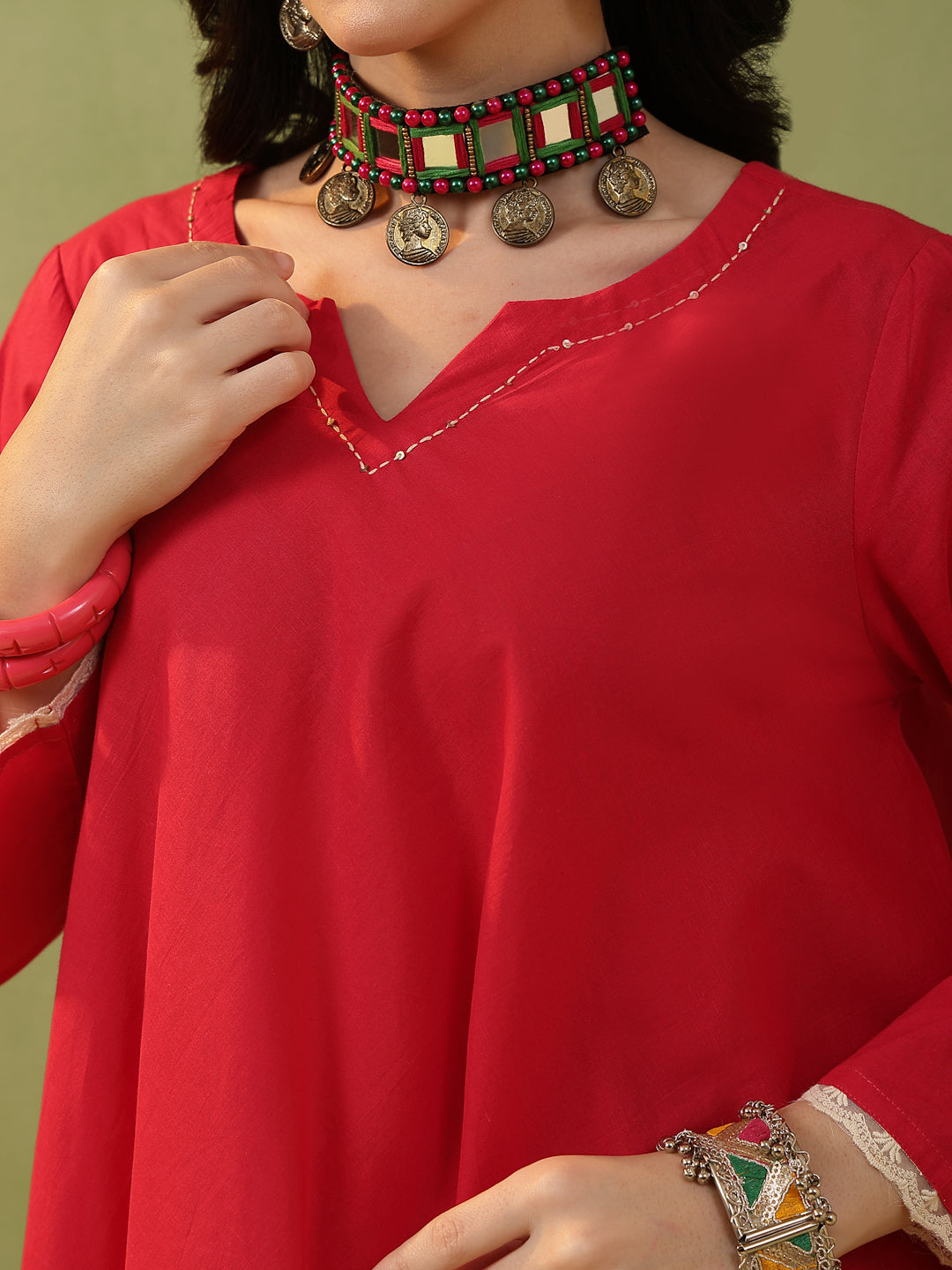 Flared Solid Cotton Kurta Farshi Bottom Set