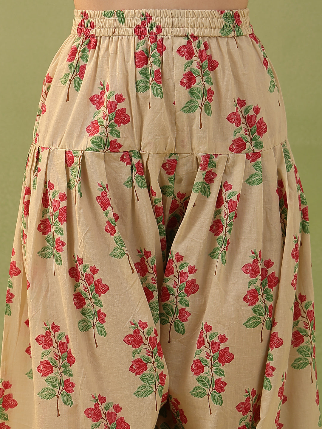 Flared Solid Cotton Kurta Farshi Bottom Set