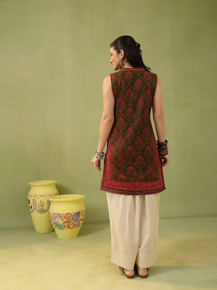 Straight Printed Cotton Kurta Farshi Bottom Set