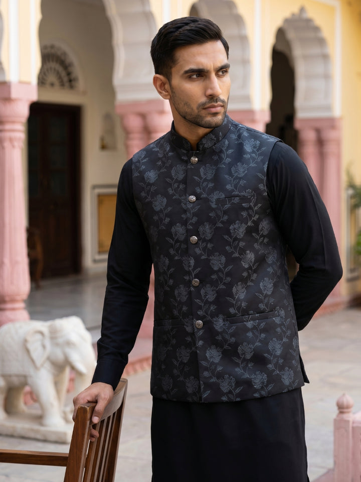 Embossed Nehru Jacket For Men