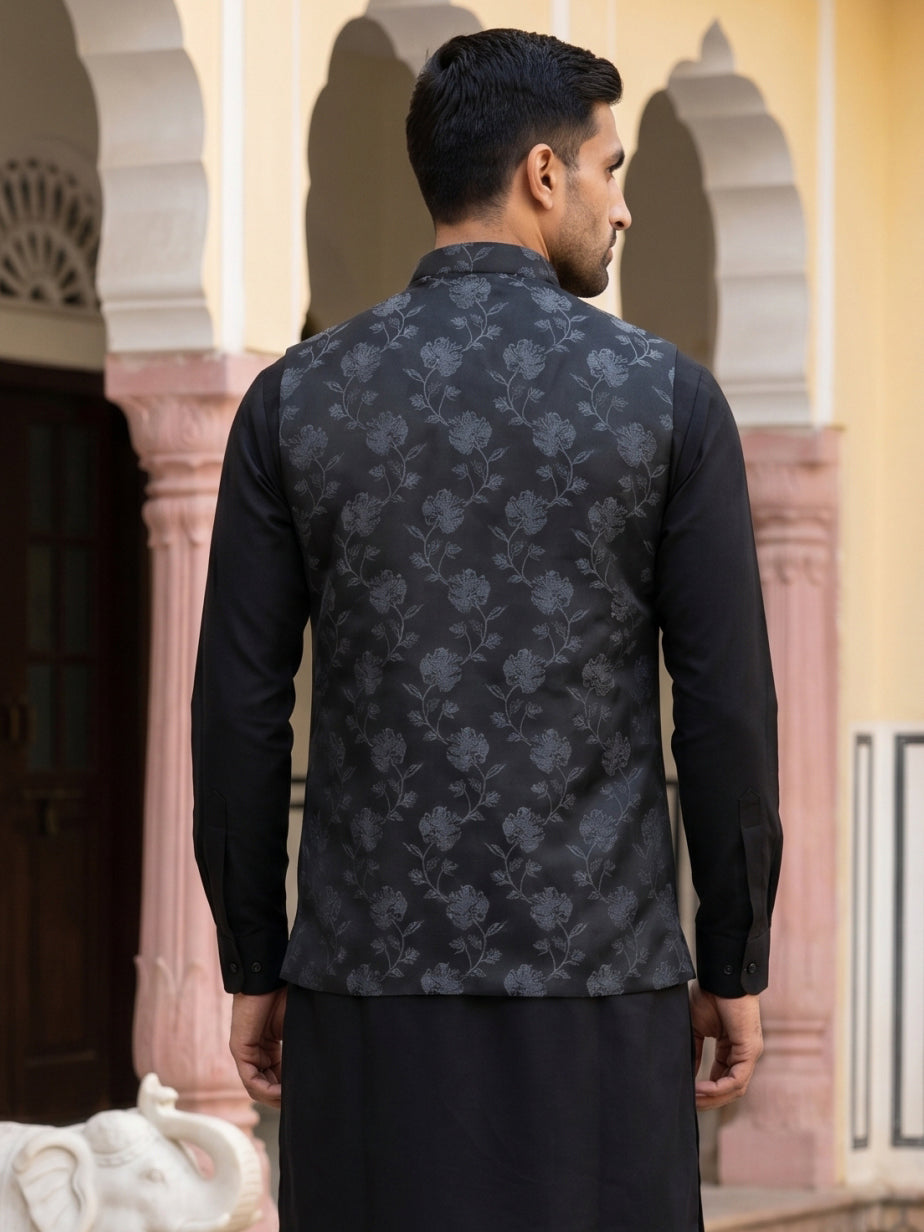 Embossed Nehru Jacket For Men