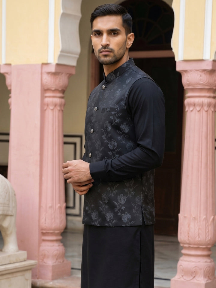 Embossed Nehru Jacket For Men