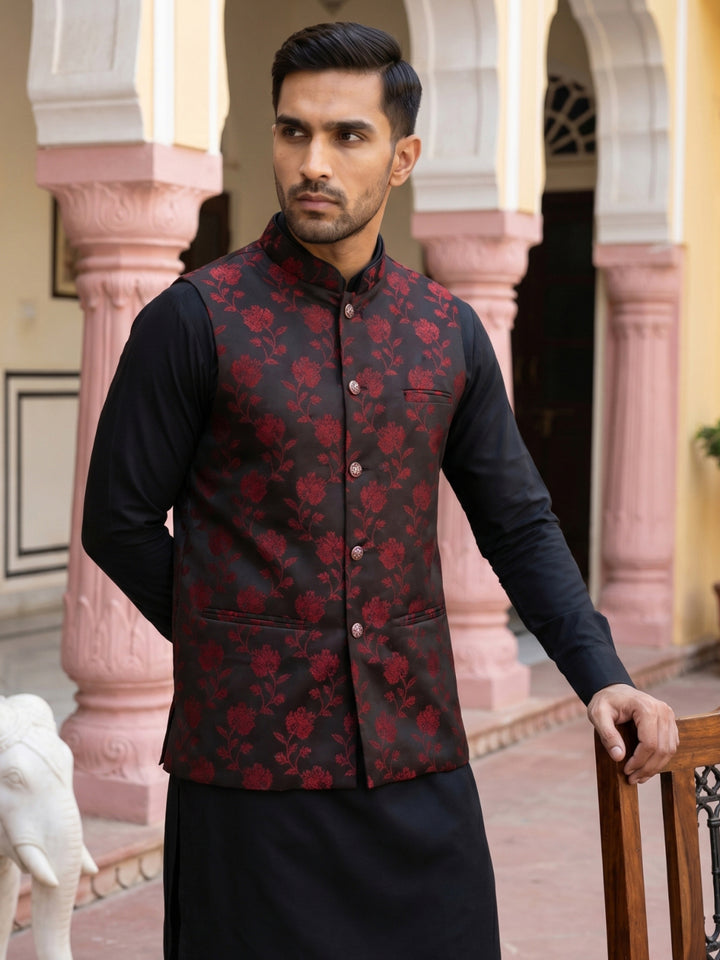 Embossed Nehru Jacket For Men