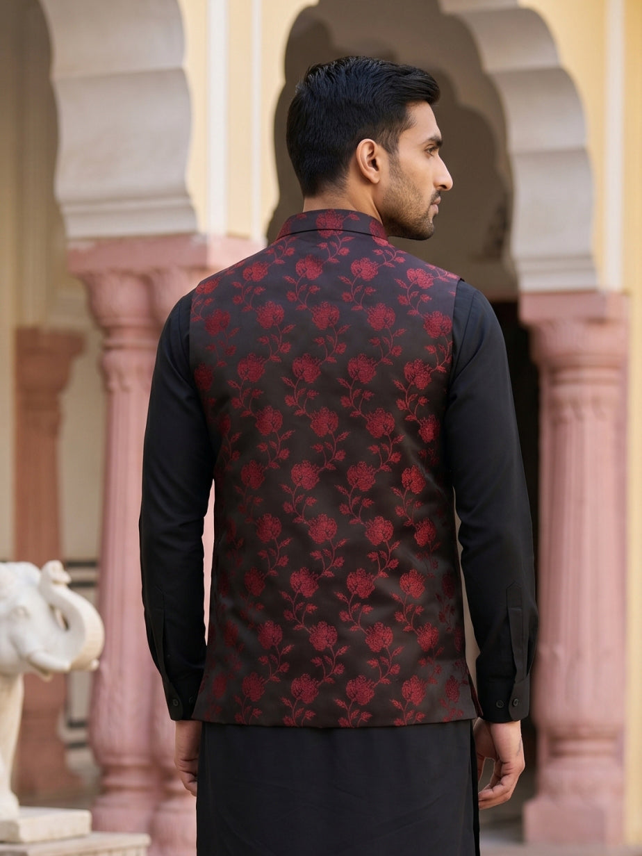 Embossed Nehru Jacket For Men
