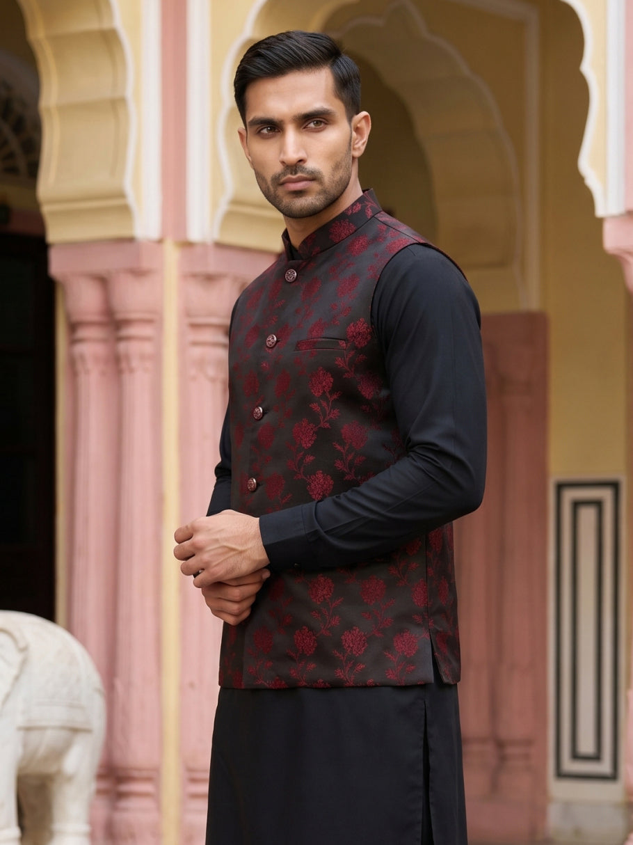 Embossed Nehru Jacket For Men