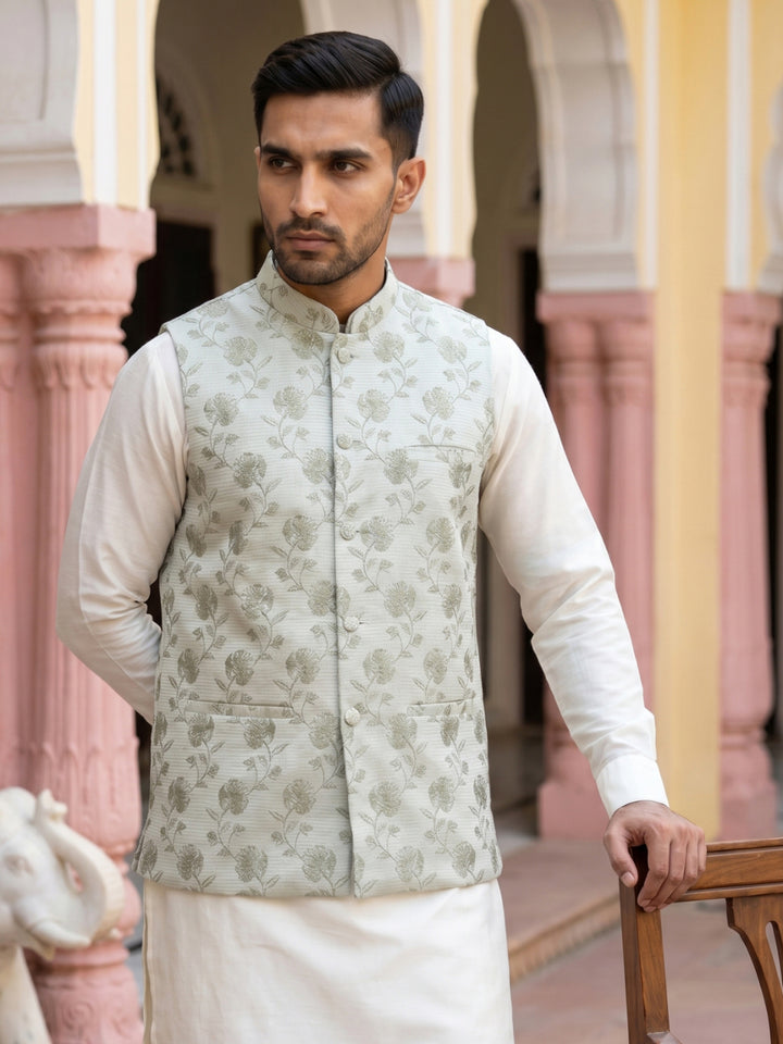 Embossed Nehru Jacket For Men