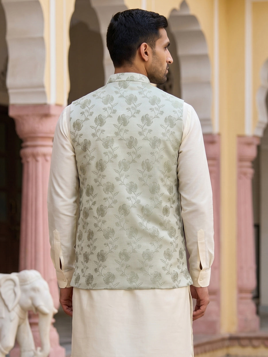 Embossed Nehru Jacket For Men