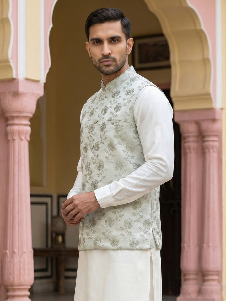 Embossed Nehru Jacket For Men