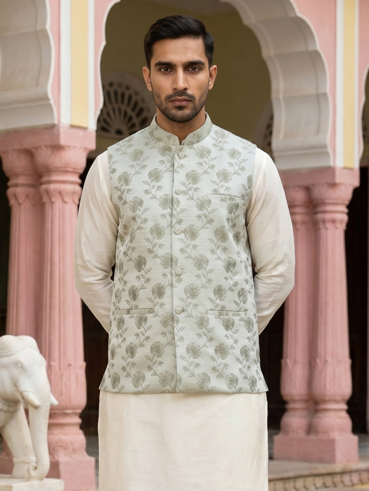 Embossed Nehru Jacket For Men