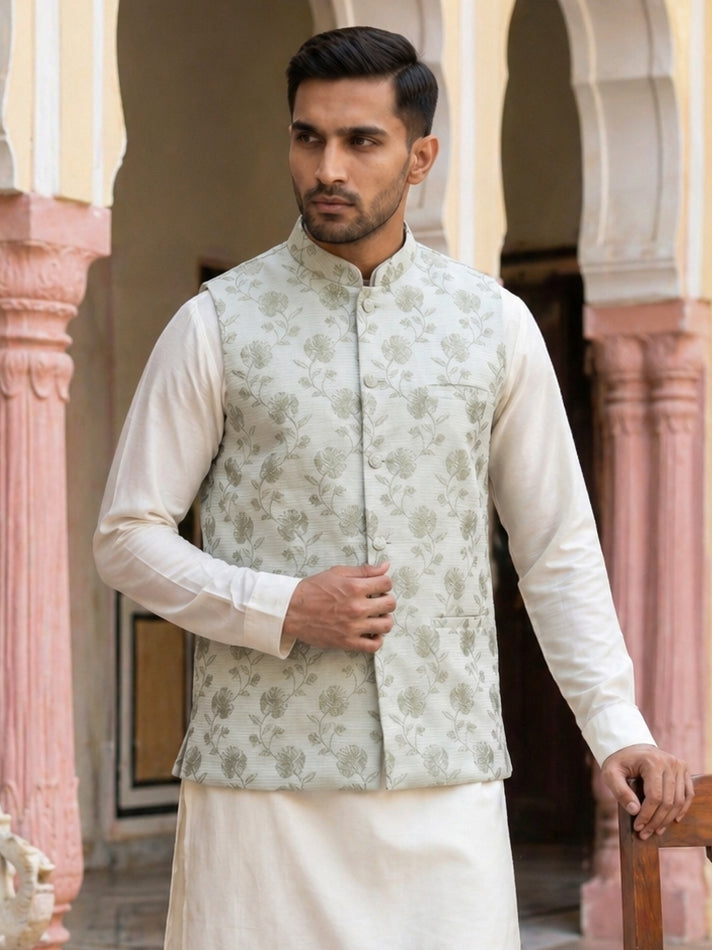 Embossed Nehru Jacket For Men