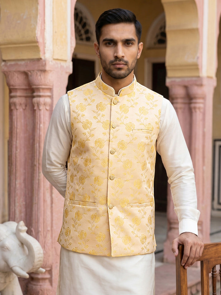 Embossed Nehru Jacket For Men