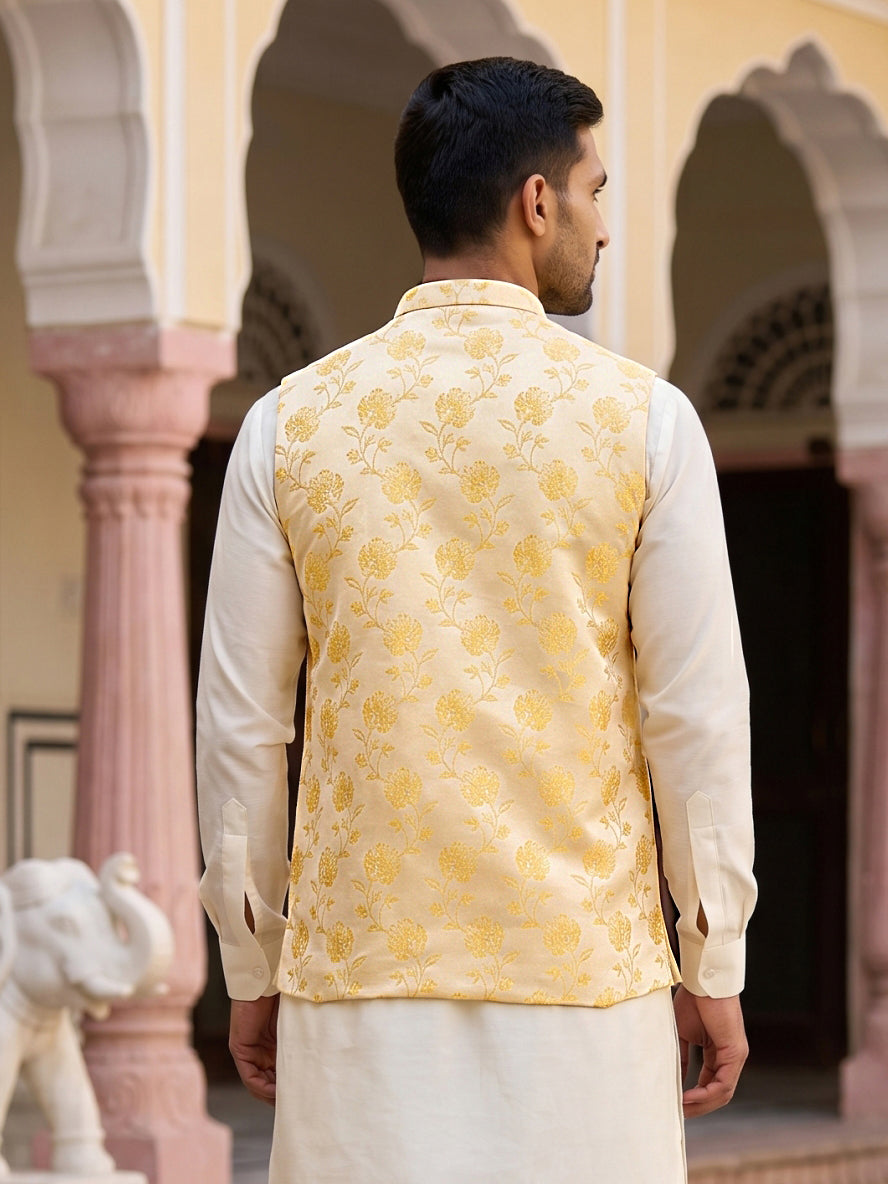 Embossed Nehru Jacket For Men