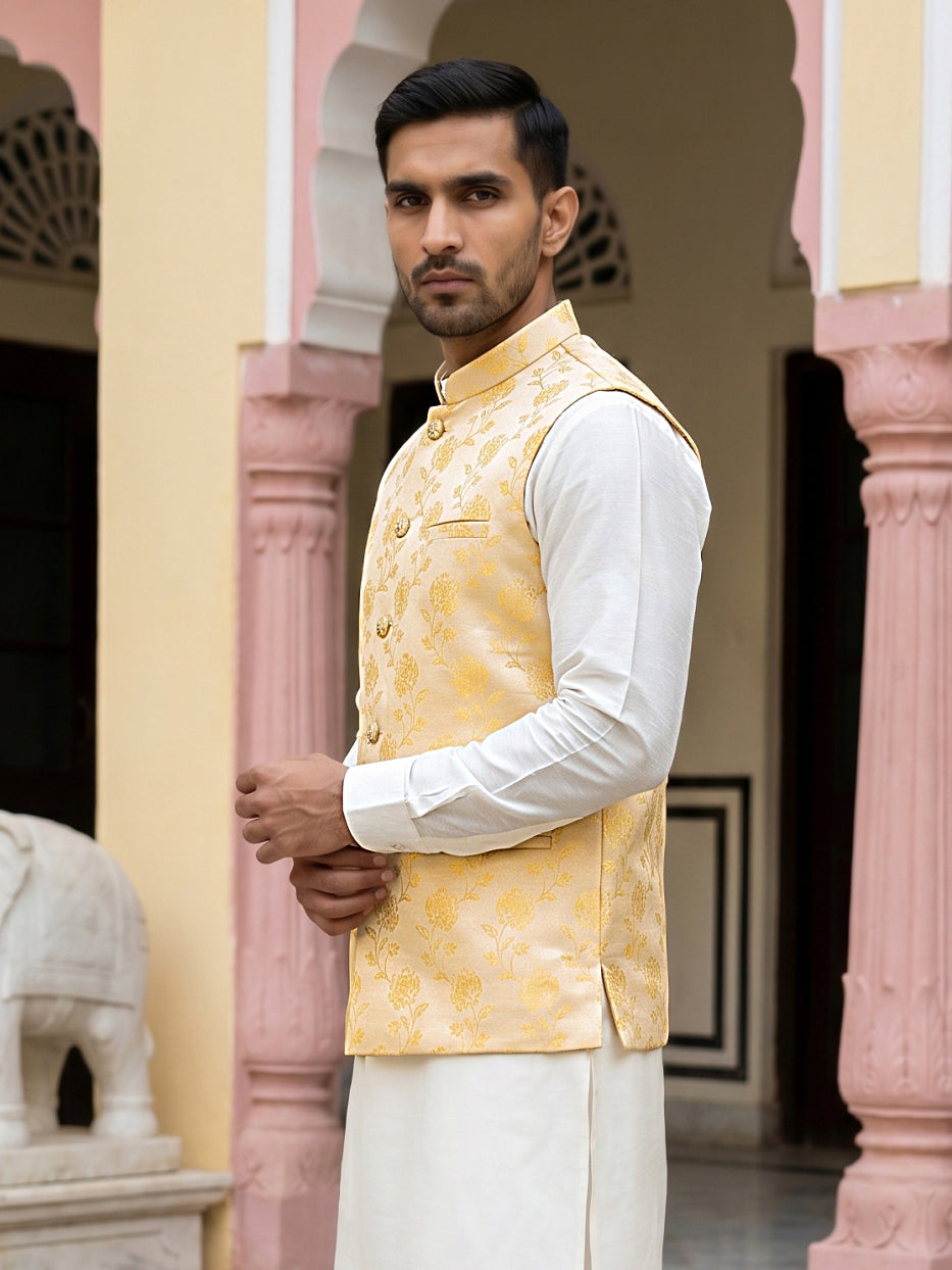 Embossed Nehru Jacket For Men