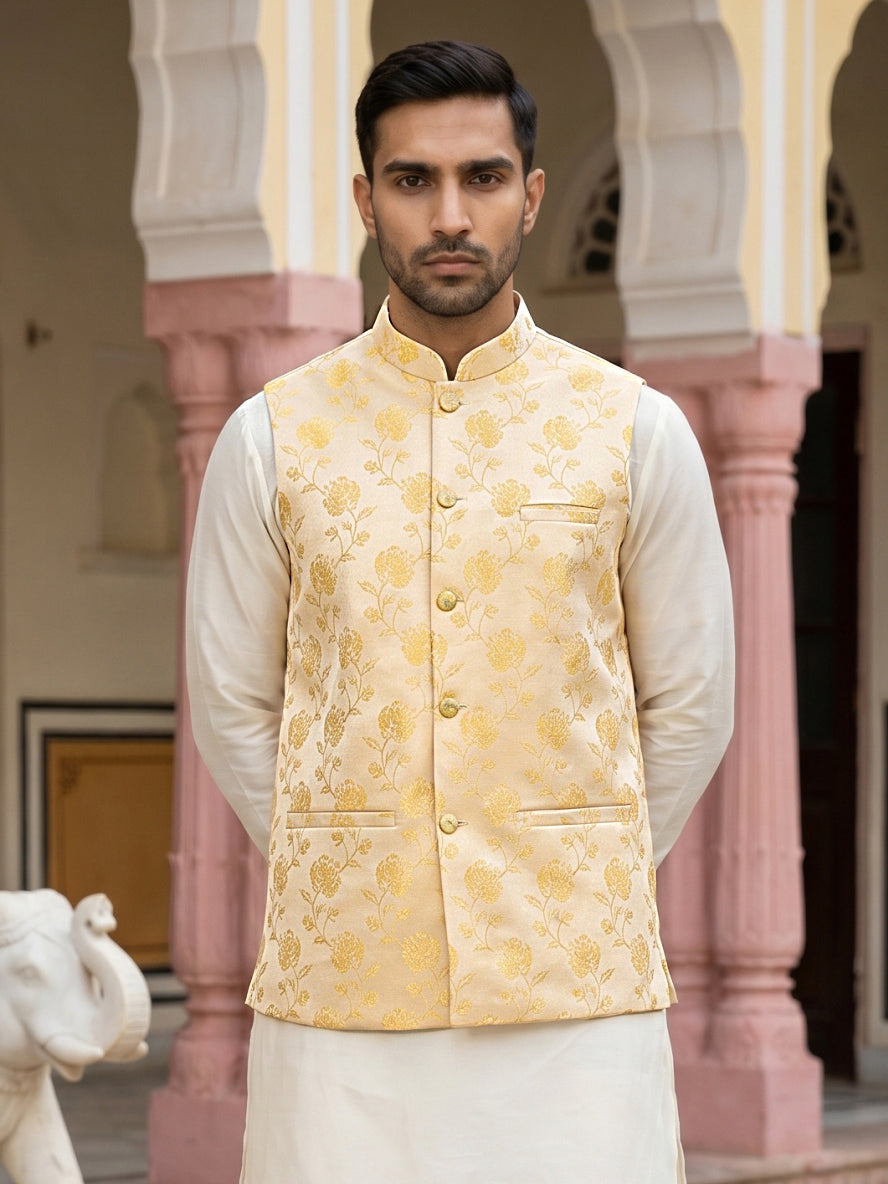 Embossed Nehru Jacket For Men