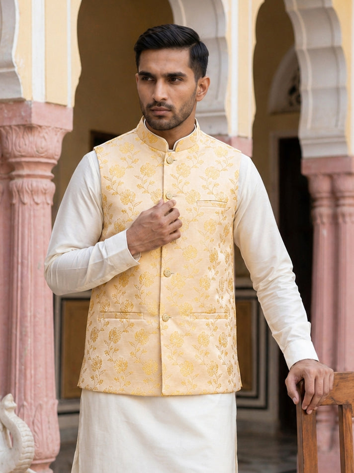 Embossed Nehru Jacket For Men