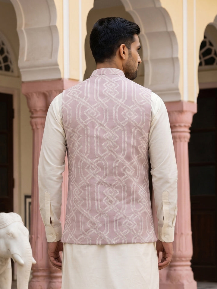 Geometric Weave Embroidered Nehru Jacket