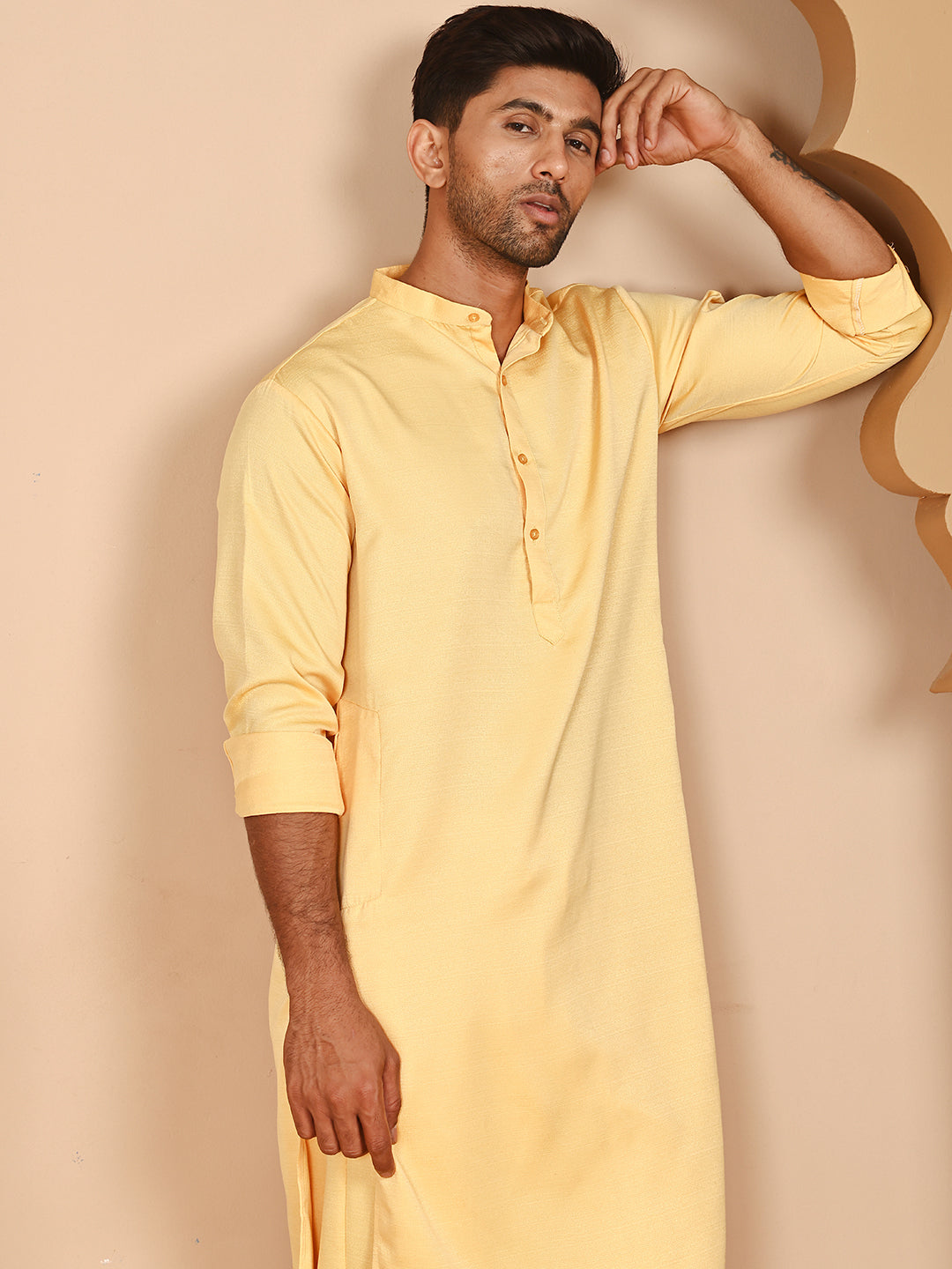Classic Silk Blend Kurta Pyjama Set For Men
