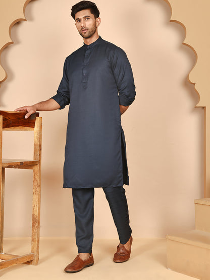 Classic Silk Blend Kurta Pyjama Set For Men