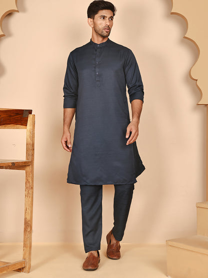 Classic Silk Blend Kurta Pyjama Set For Men
