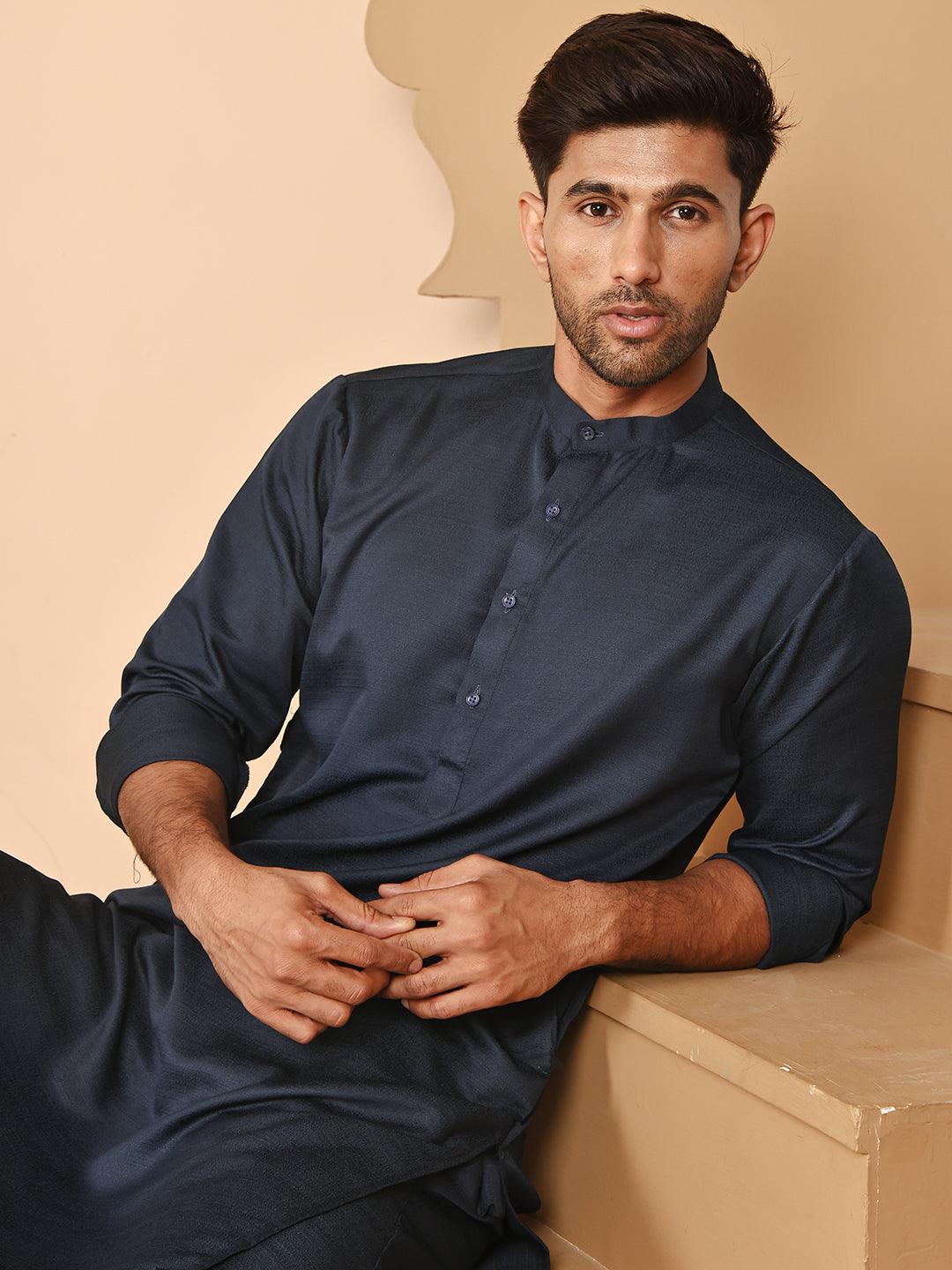 Classic Silk Blend Kurta Pyjama Set For Men