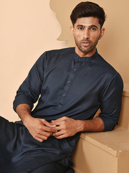 Classic Silk Blend Kurta Pyjama Set For Men
