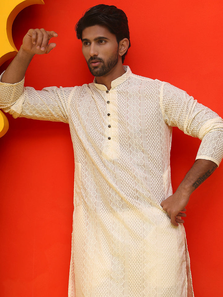 Embroidered Cotton Kurta With Churidar
