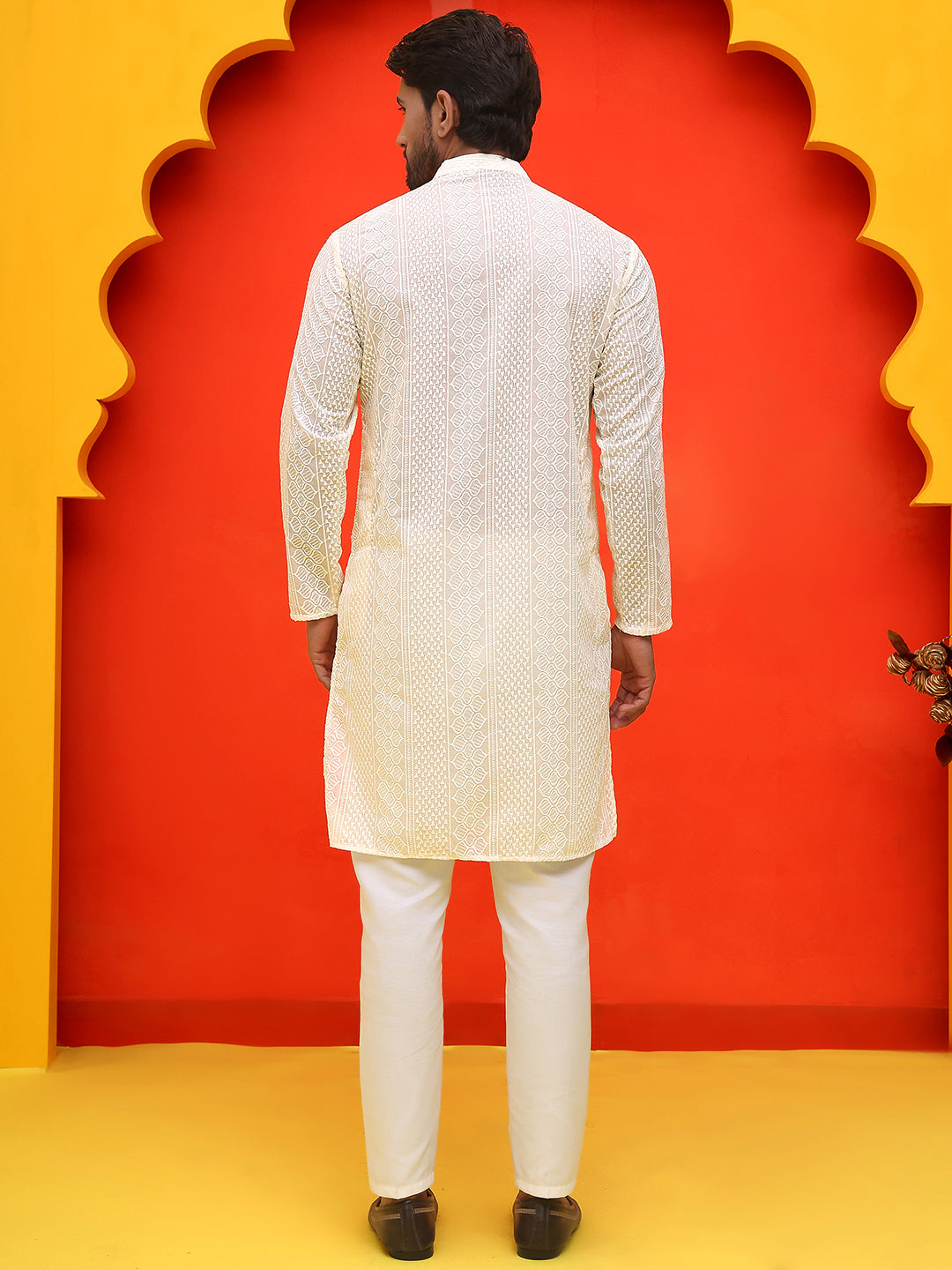 Embroidered Cotton Kurta With Churidar