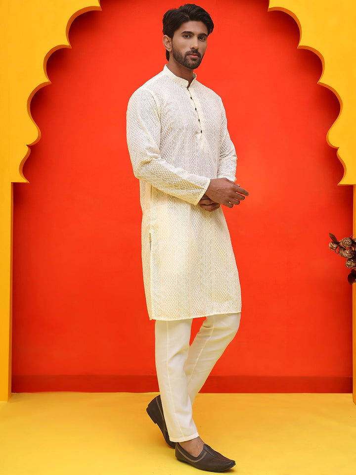 Embroidered Cotton Kurta With Churidar