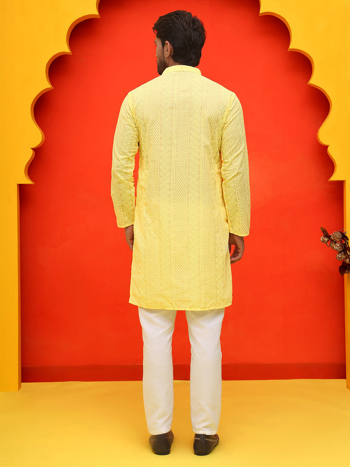 Embroidered Cotton Kurta With Churidar