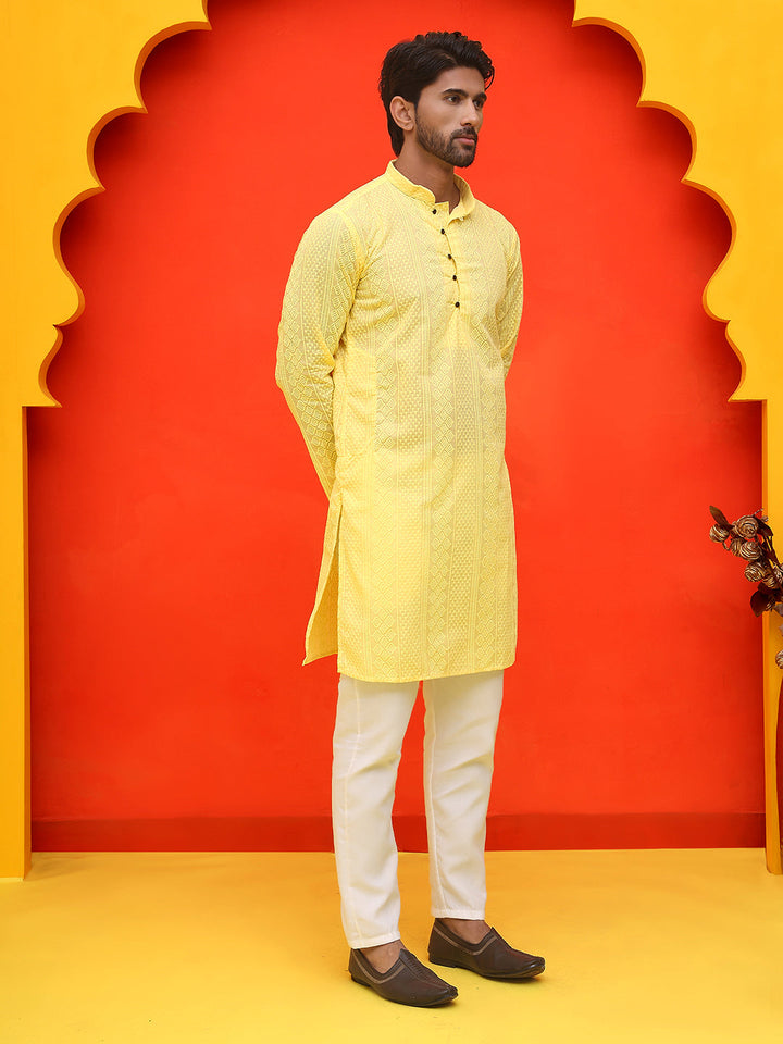 Embroidered Cotton Kurta With Churidar