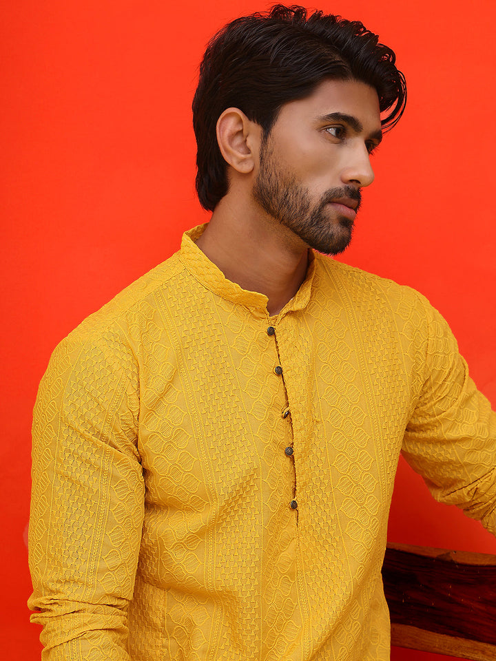 Embroidered Cotton Kurta With Churidar