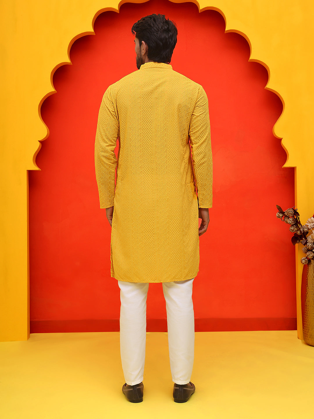 Embroidered Cotton Kurta With Churidar