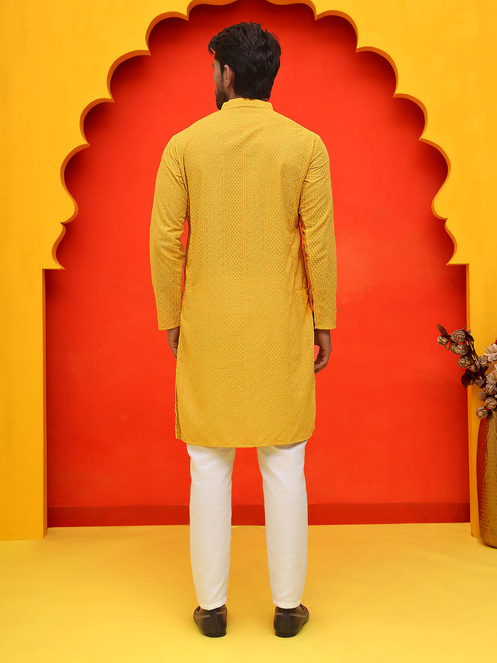 Embroidered Cotton Kurta With Churidar