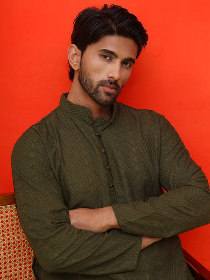Embroidered Cotton Kurta With Churidar