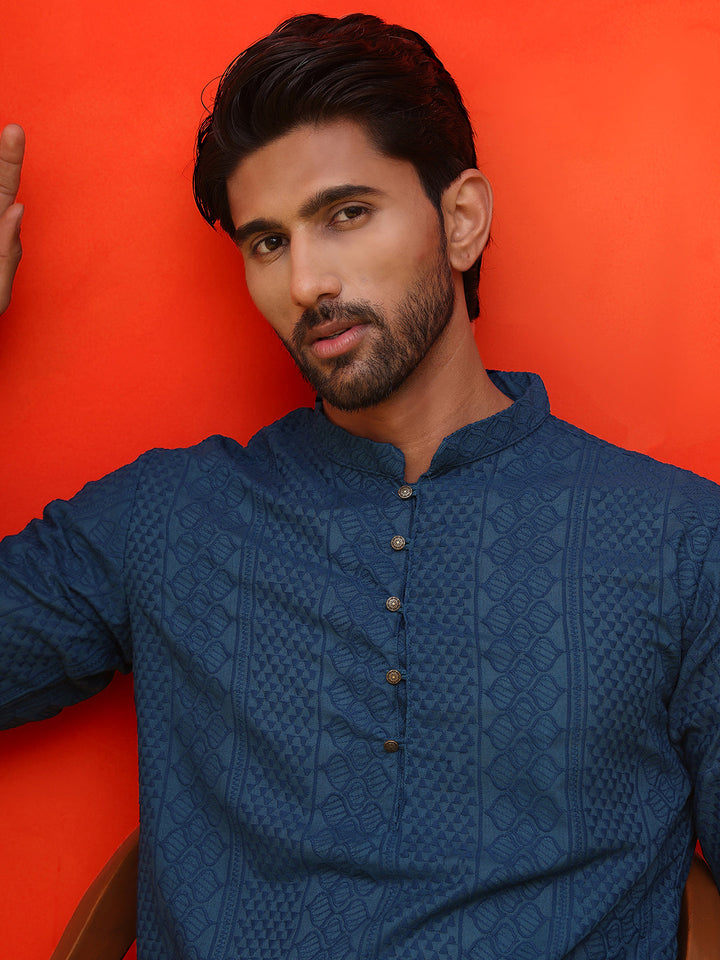 Embroidered Cotton Kurta With Churidar