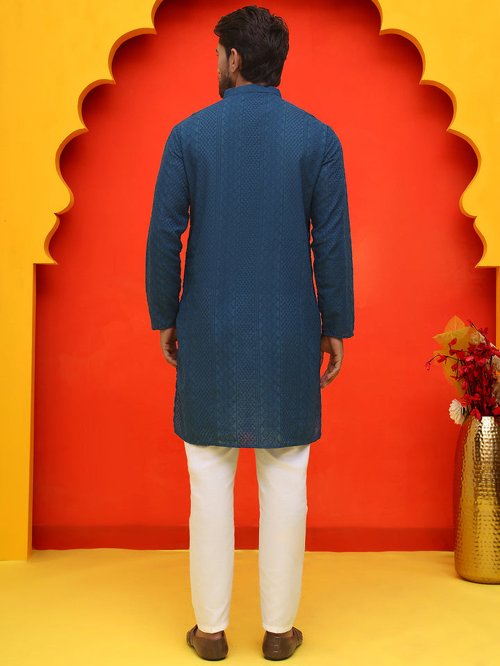 Embroidered Cotton Kurta With Churidar